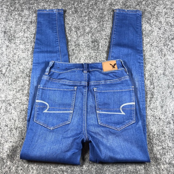American Eagle Jeans Womens 00 Blue High Rise Jegging Super Super Stretch Skinny - Picture 11 of 16
